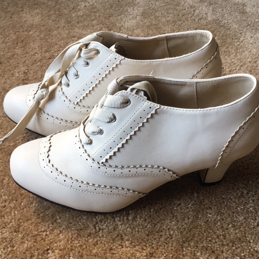 Cream heeled booties